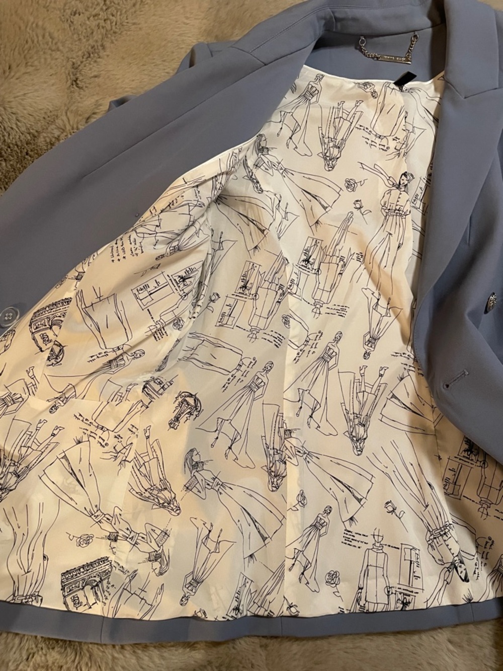 White House Black Market Double-Breasted Periwinkle Studio Blazer NWOT size 16 - Picture 10 of 11